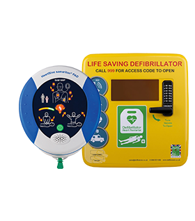 Bundle Heartsine 500P AED Defibrillator with Defib Store 4000 Locked Cabinet