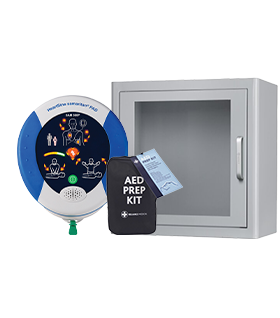 Heartsine 500P Semi Automatic Defibrillator & Indoor Arky Unlocked Alarmed Cabinet Bundle
