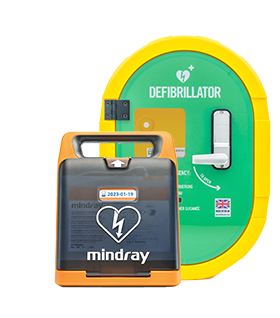 Mindray C2 AED Semi Automatic Defibrillator with External Unlocked Heated Defibsafe 2 Cabinet Bundle