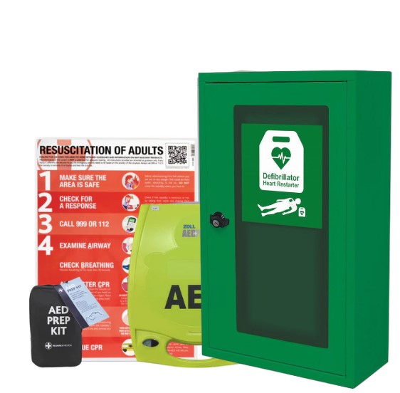ZOLL AED Plus Fully Automatic Defibrillator Indoor Cabinet AED Bundle Package Deal Thumb & Key Lock