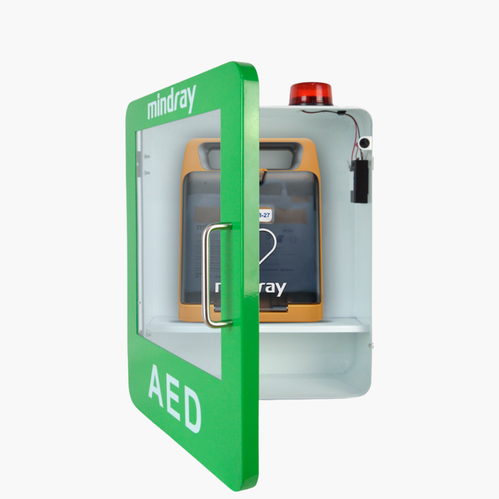 C2 Mindray AED Semi Automatic Defibrillator with Mindray AED Unlocked Cabinet with Alarm