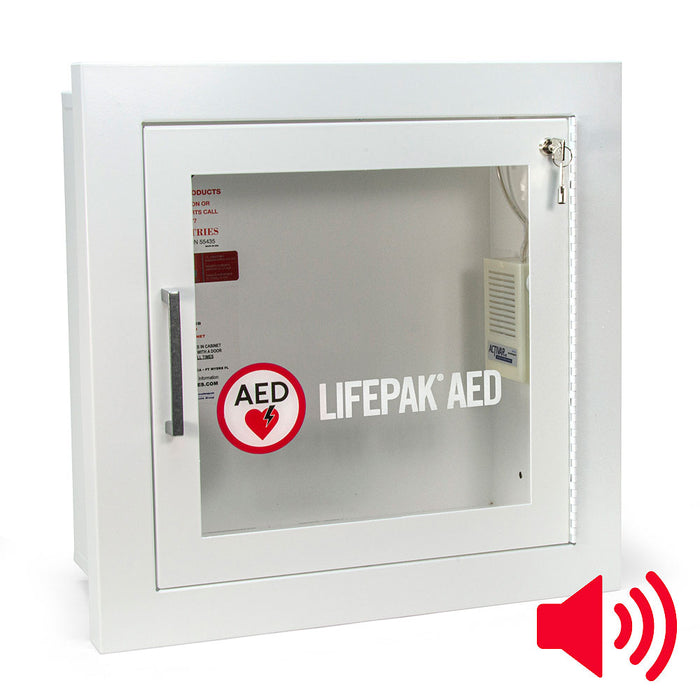 Physio-Control LIFEPAK 1000 AED Wall Cabinet with Alarm – Original Fire-Rated Medical Storage