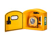 Defibcaddy Outdoor Heated External Defibrillator Cabinet Locked in Yellow