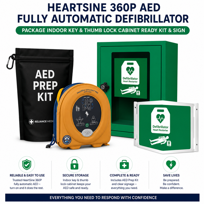 Heartsine 360P Bundle Fully Automatic Defibrillator Package Indoor Cabinet