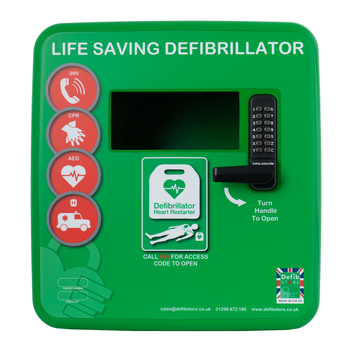 Defib Store 4000 Outdoor Defibrillator Cabinet Locked Green — Defib4Life