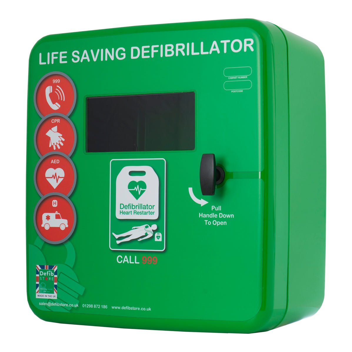 Defib Store 4000 Outdoor Defibrillator Cabinet UnLocked Green — Defib4Life