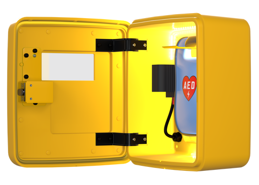 Defib Store 4000PL Defibrillator Cabinet Permanent Light Locked Yellow