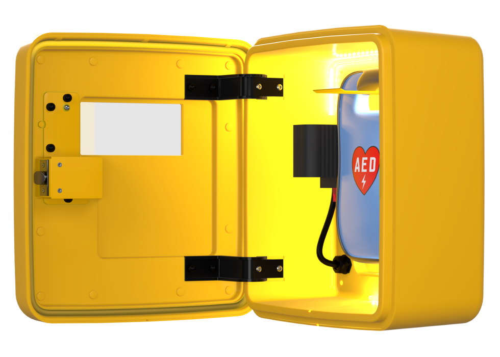 Defibrillator Light Defib Store 4000PL Defibrillator Cabinet Permanent Light Locked Yellow ...