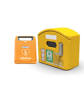 Mindray C1A BeneHeart Defibrillator Semi Automatic & Locked DefibCaddy Outdoor Cabinet Package