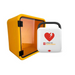 CR2 USB Semi Automatic Defibrillator & Indoor Incaddy Unlocked Cabinet Yellow Bundle