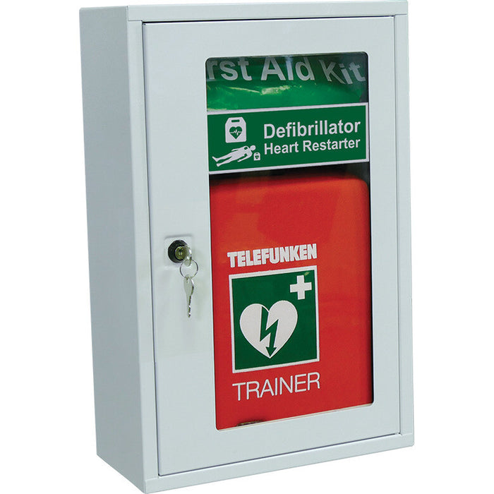 Indoor Defibrillator AED Wall Cabinet Key Lock  Fits Most Popular AED Brands