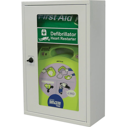 ZOLL AED Plus Semi Automatic Defibrillator and indoor cabinet