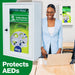 Indoor Defibrillator AED Wall Cabinet Thumb Lock Fits Most Popular AED Brands.