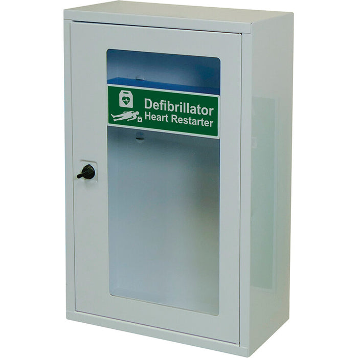 Indoor Defibrillator AED Wall Cabinet Thumb Lock Fits Most Popular AED Brands - (slight damage)