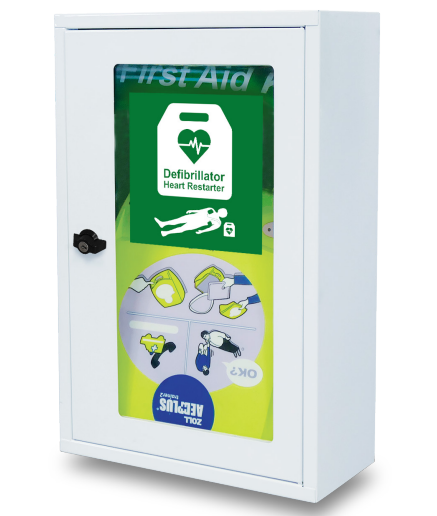 Indoor Defibrillator AED Wall Cabinet Thumb & Key Lock Fits Most Popul ...