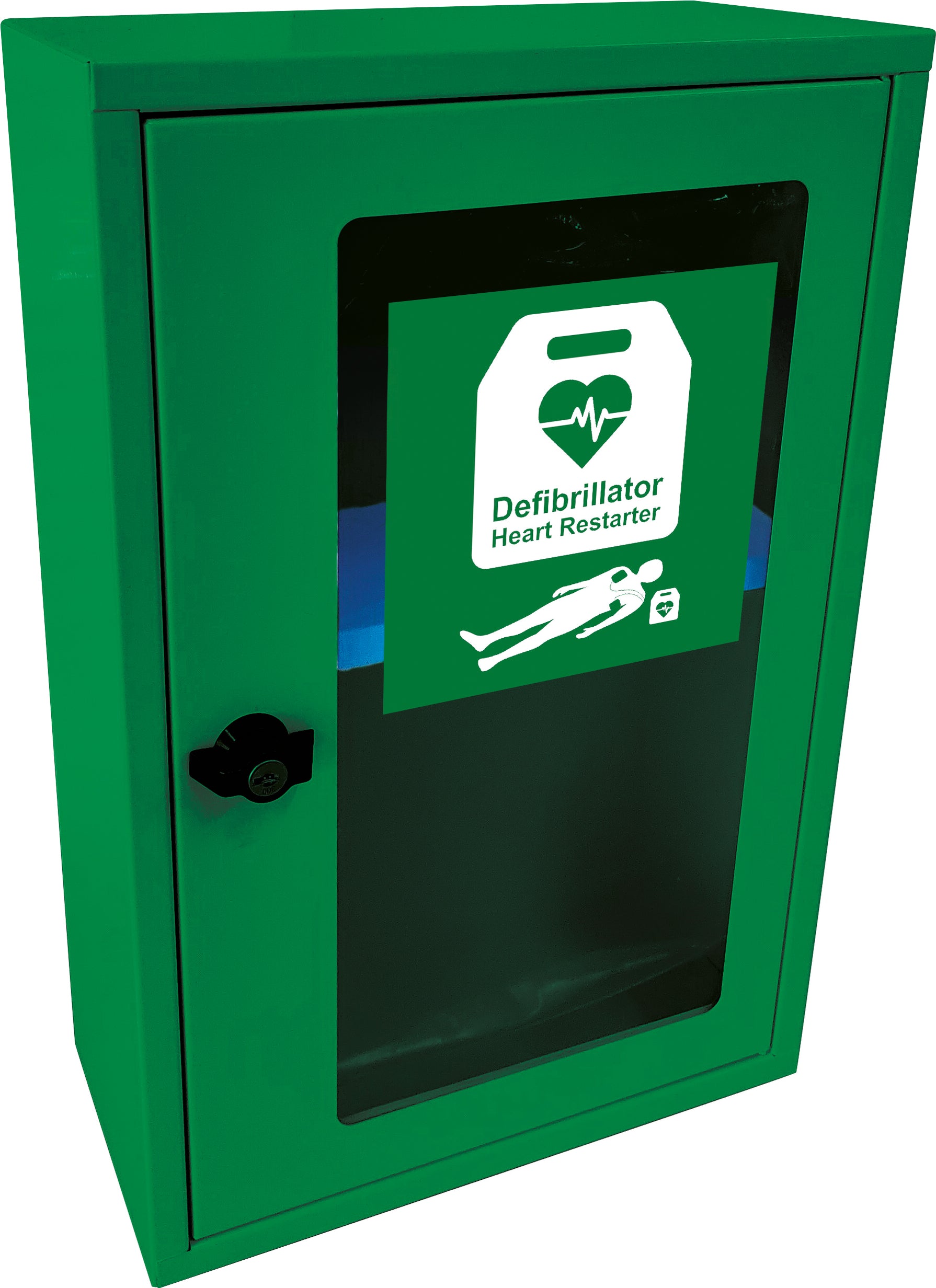 Green Indoor Defibrillator AED Wall Cabinet Thumb & Key Lock ...