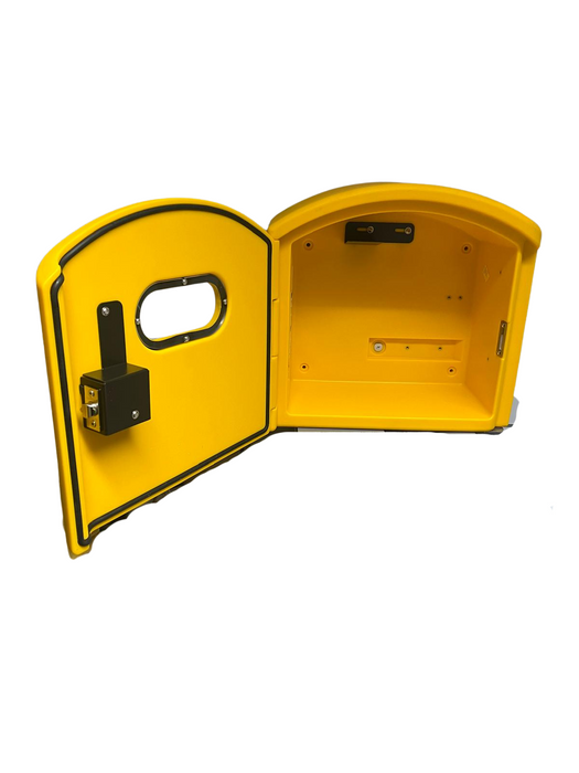 DefibCaddy Defibrillator Cabinet - Insulated, No Electrics Locked in Yellow