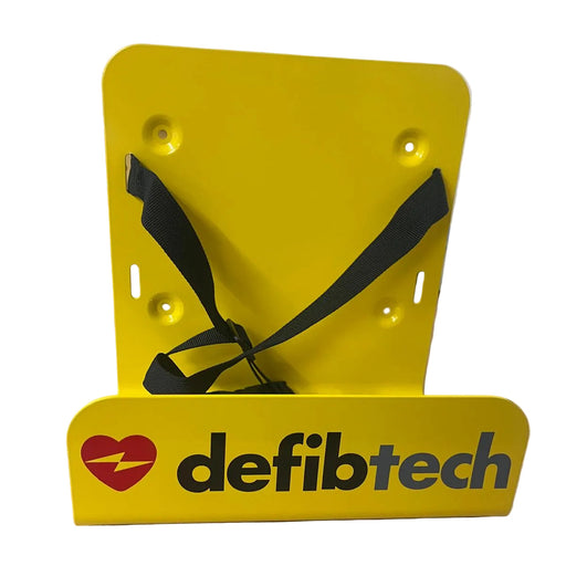 Yellow Defibtech defibrillator wall bracket