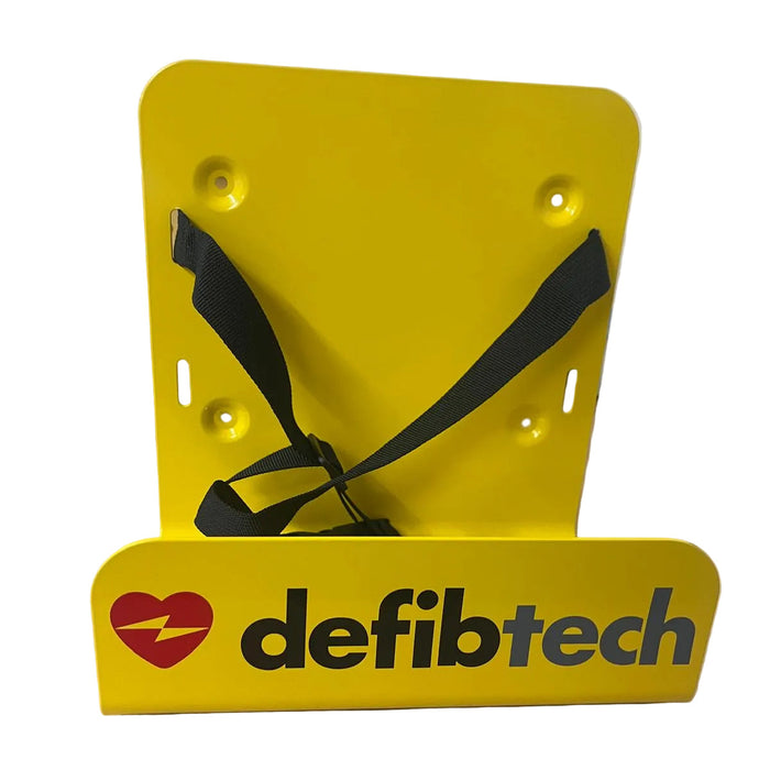 Yellow Defibtech defibrillator wall bracket