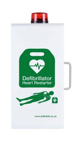 Internal defibrillator cabinet with alarm & strobe light