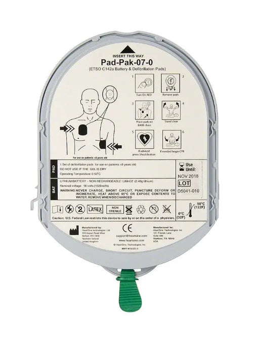 Heartsine Adult Pad-Pak defibrillator pads - for use on aircraft.